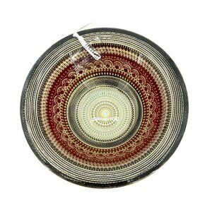 Turkish Glass Bowls Hand Painted Gold Oriental Lace Set of 5 Bowls 6.5" Wide Red